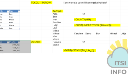 Funkcije TOCOL, VSTACK ter sklici z uporabo #
